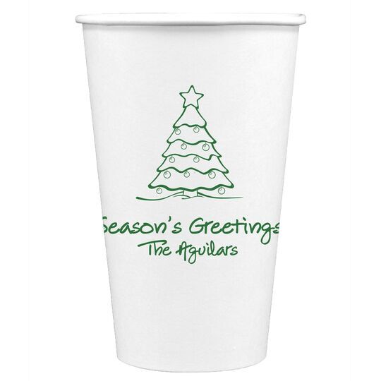 Decorative Christmas Tree Paper Coffee Cups
